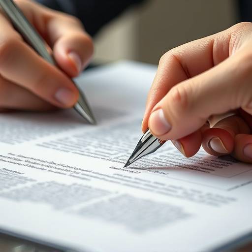 A close-up shot of a legal contract with a pen on top, symbolizing the agreement to the terms and conditions.