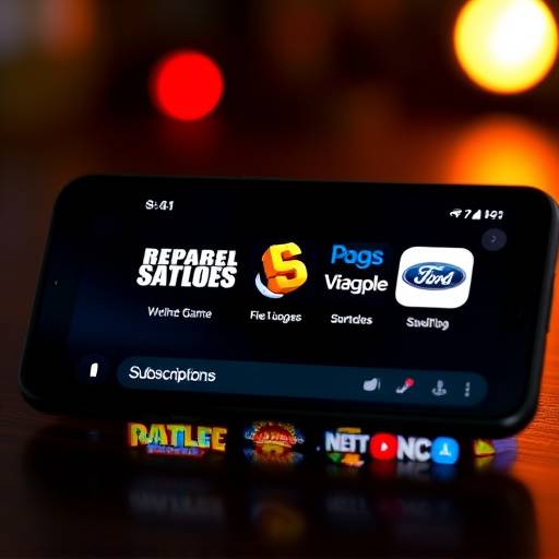 Different mobile game subscription service logos on a phone screen.